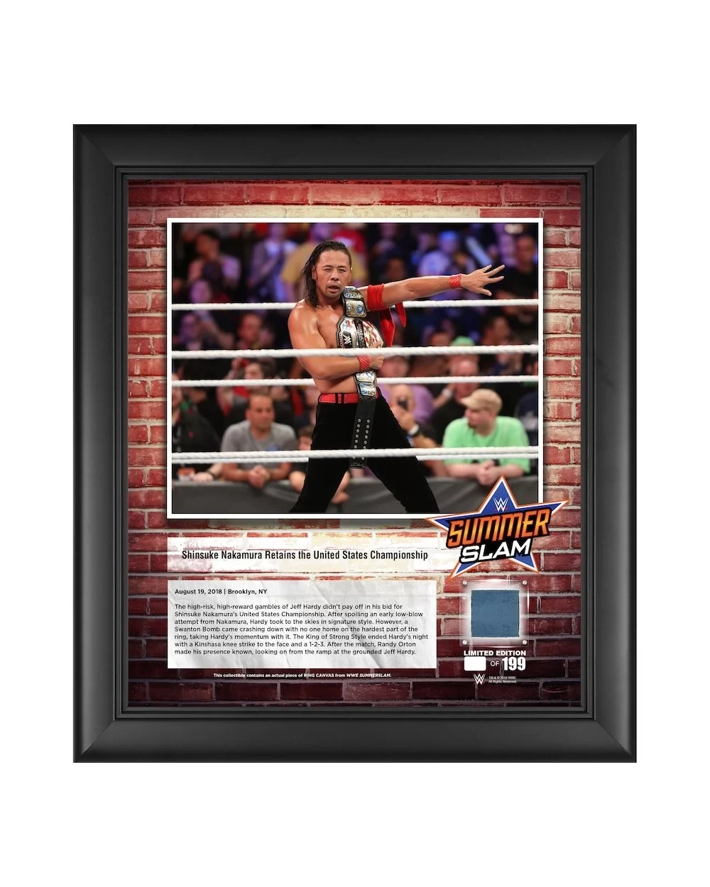 Shinsuke Nakamura WWE 15" x 17" 2018 SummerSlam Collage with a Piece of Match-Used Canvas - Limited Edition of 199 $22.40 Hom...