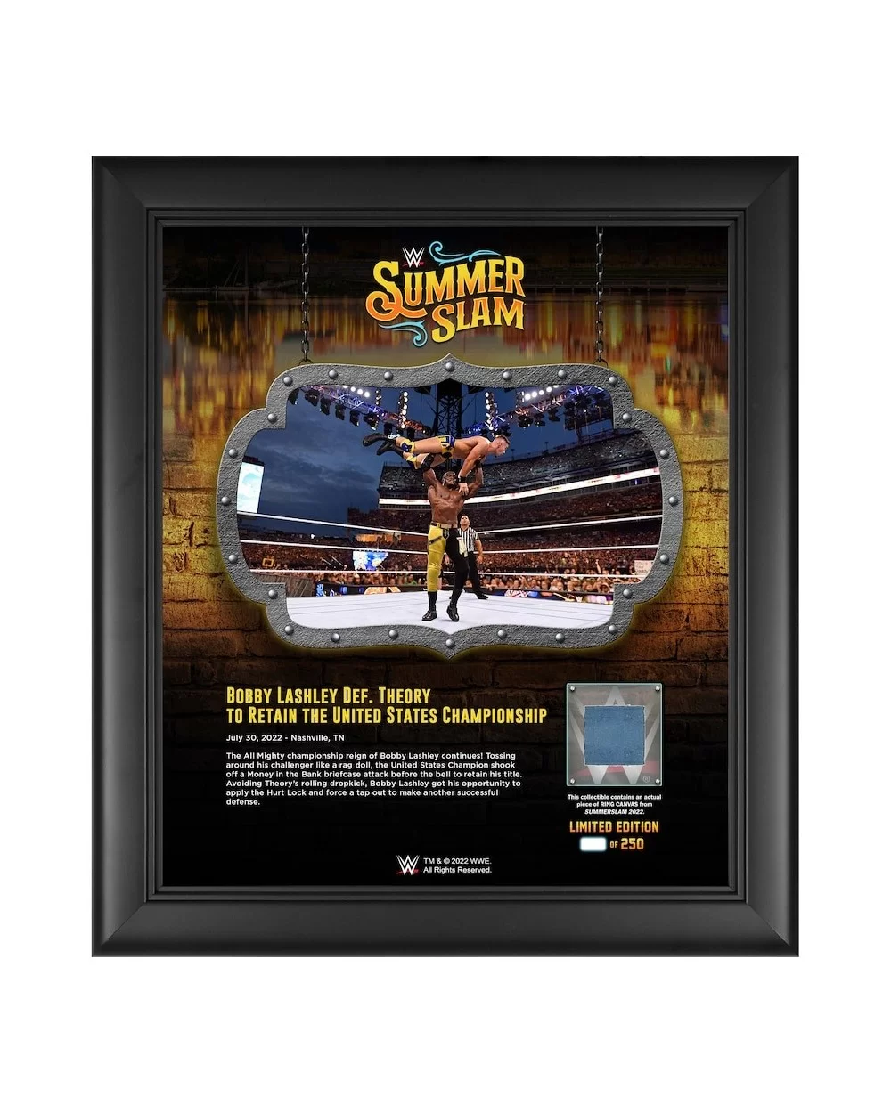 Bobby Lashley 15" x 17" 2022 SummerSlam Collage with a Piece of Match-Used Canvas - Limited Edition of 250 $18.48 Home & Office