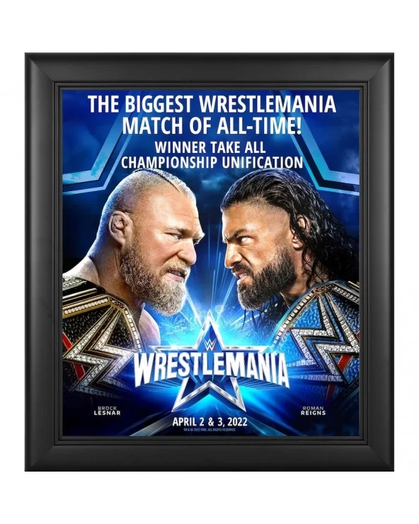 Fanatics Authentic Brock Lesnar vs. Roman Reigns WrestleMania 38 15" x 17" Framed Event Key Art Collage $17.20 Collectibles