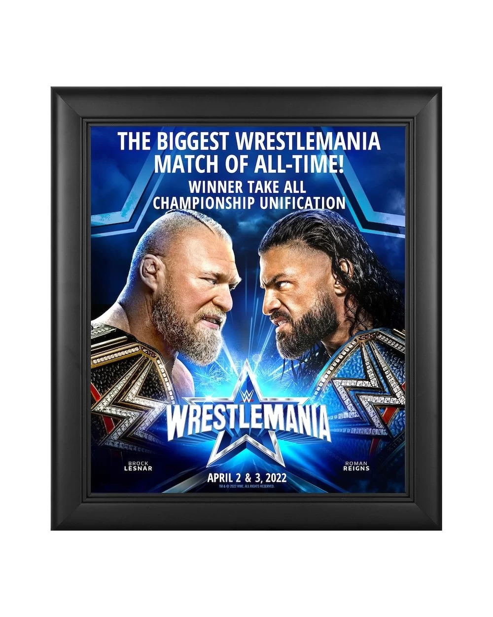 Fanatics Authentic Brock Lesnar vs. Roman Reigns WrestleMania 38 15" x 17" Framed Event Key Art Collage $17.20 Collectibles