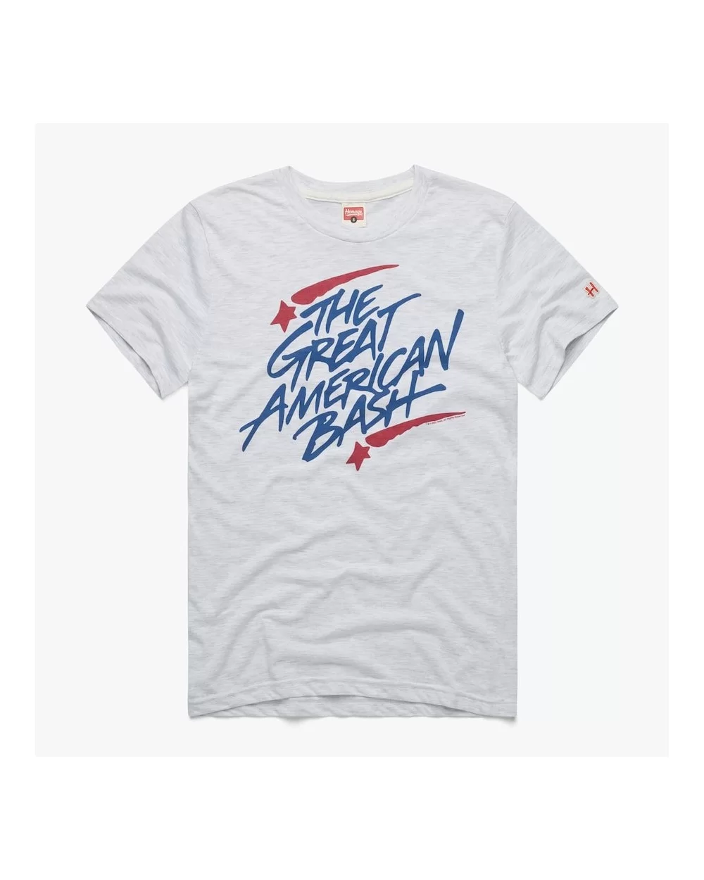 Men's Homage Heather Ash The Great American Bash Retro Event Logo T-Shirt $9.24 T-Shirts