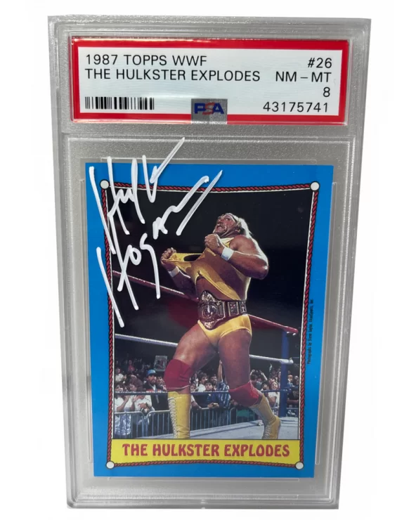 Signed Hulk Hogan The Hulkster Explodes 1987 Topps WWF Wrestling Card 26 Graded PSA 8 $162.80 Tranding Cards