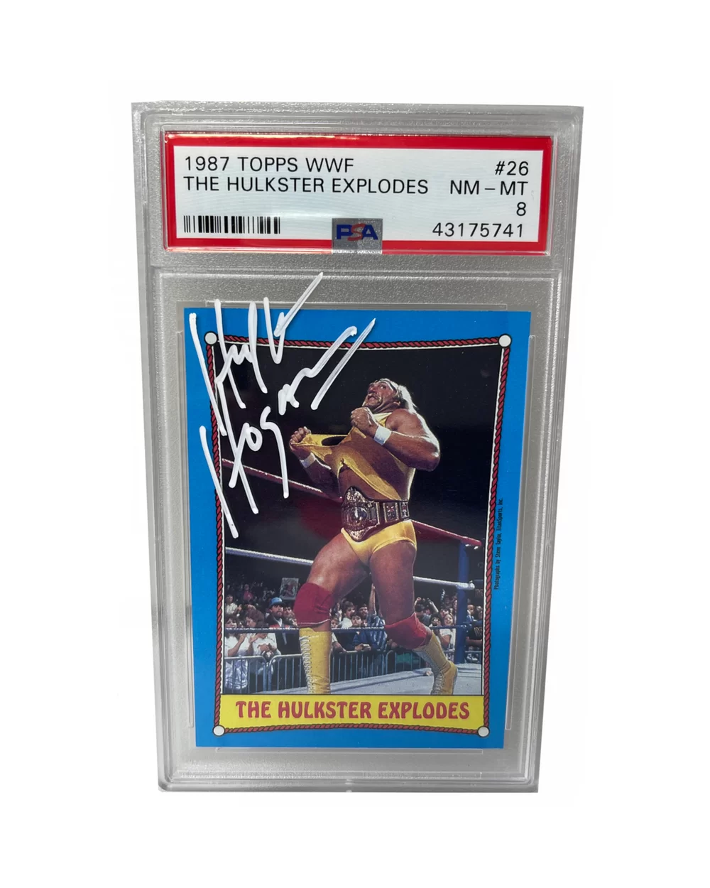 Signed Hulk Hogan The Hulkster Explodes 1987 Topps WWF Wrestling Card 26 Graded PSA 8 $162.80 Tranding Cards