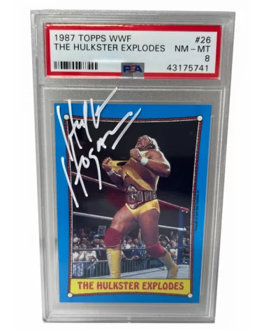 Signed Hulk Hogan The Hulkster Explodes 1987 Topps WWF Wrestling Card 26 Graded PSA 8 $162.80 Tranding Cards