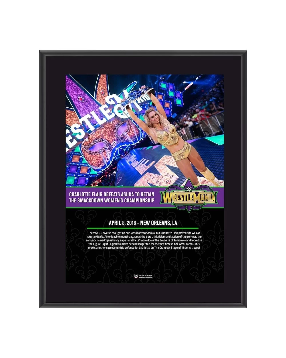 Charlotte Flair Framed 10.5" x 13" WrestleMania 34 Sublimated Plaque $9.36 Home & Office