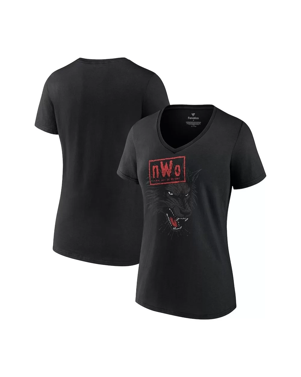 Women's Black nWo Wolfpac V-Neck T-Shirt $7.92 T-Shirts