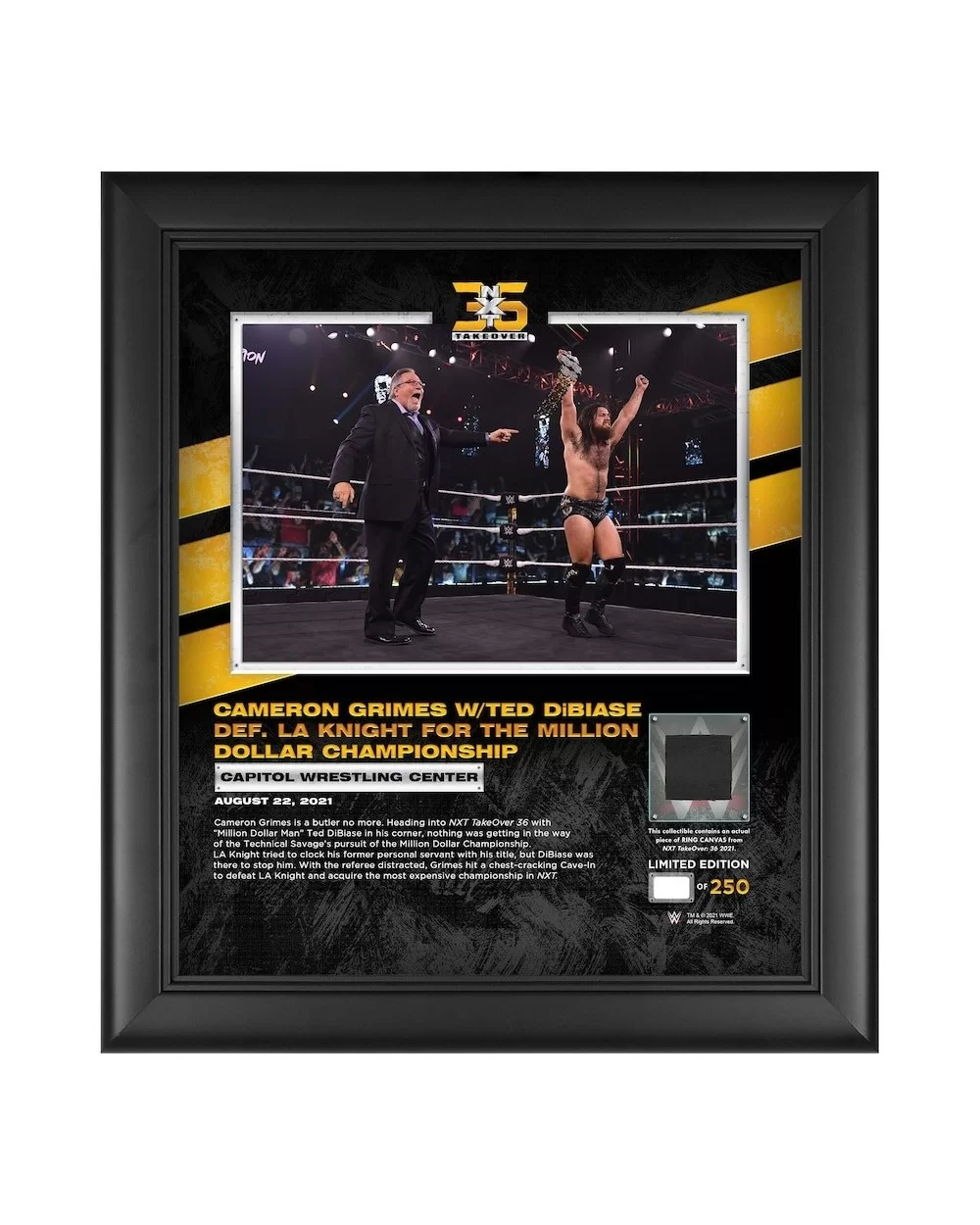 Cameron Grimes Framed 15" x 17" NXT TakeOver: 36 Collage with a Piece of Match-Used Canvas - Limited Edition of 250 $21.84 Co...