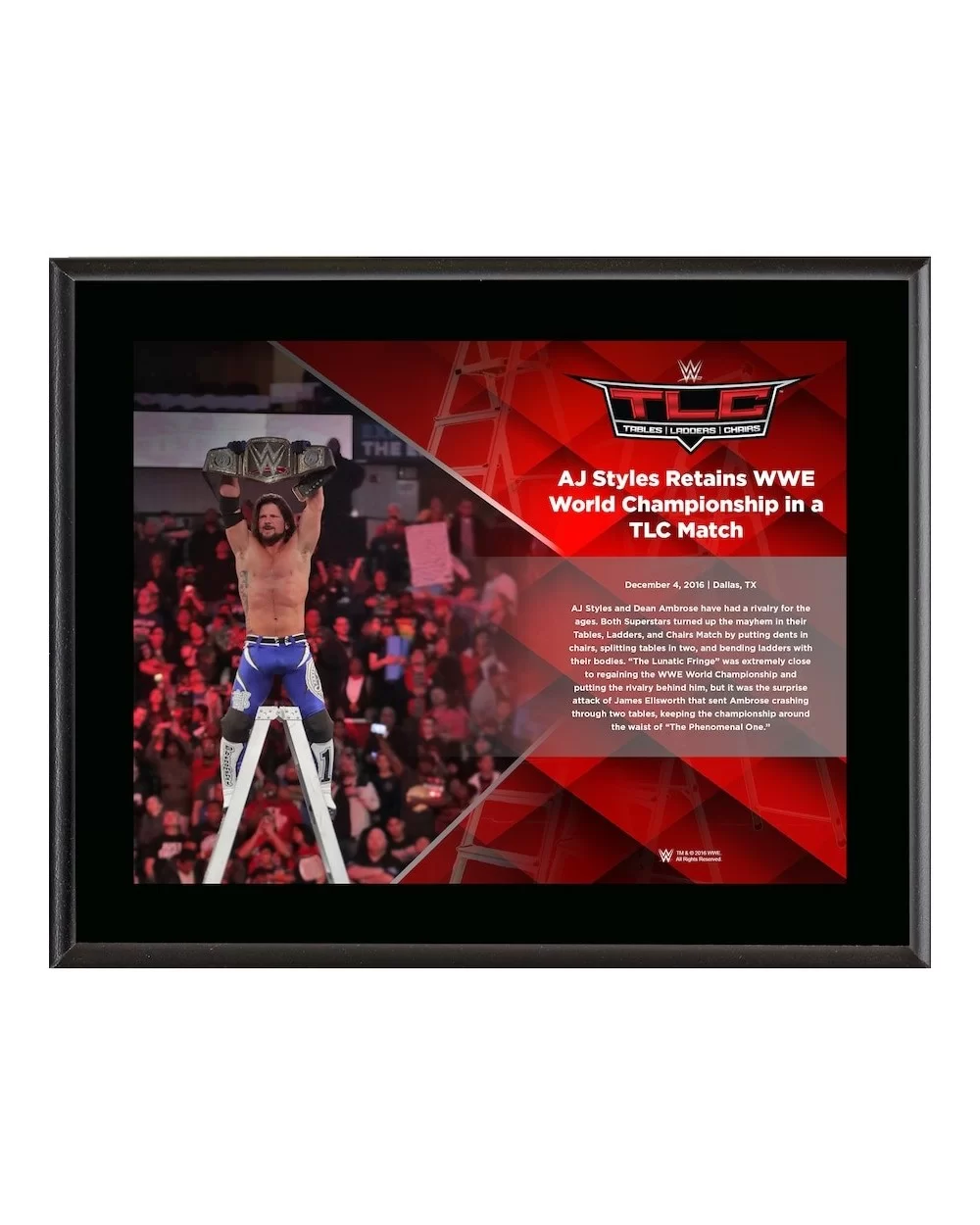 AJ Styles 10.5" x 13" 2016 TLC Sublimated Plaque $9.60 Collectibles