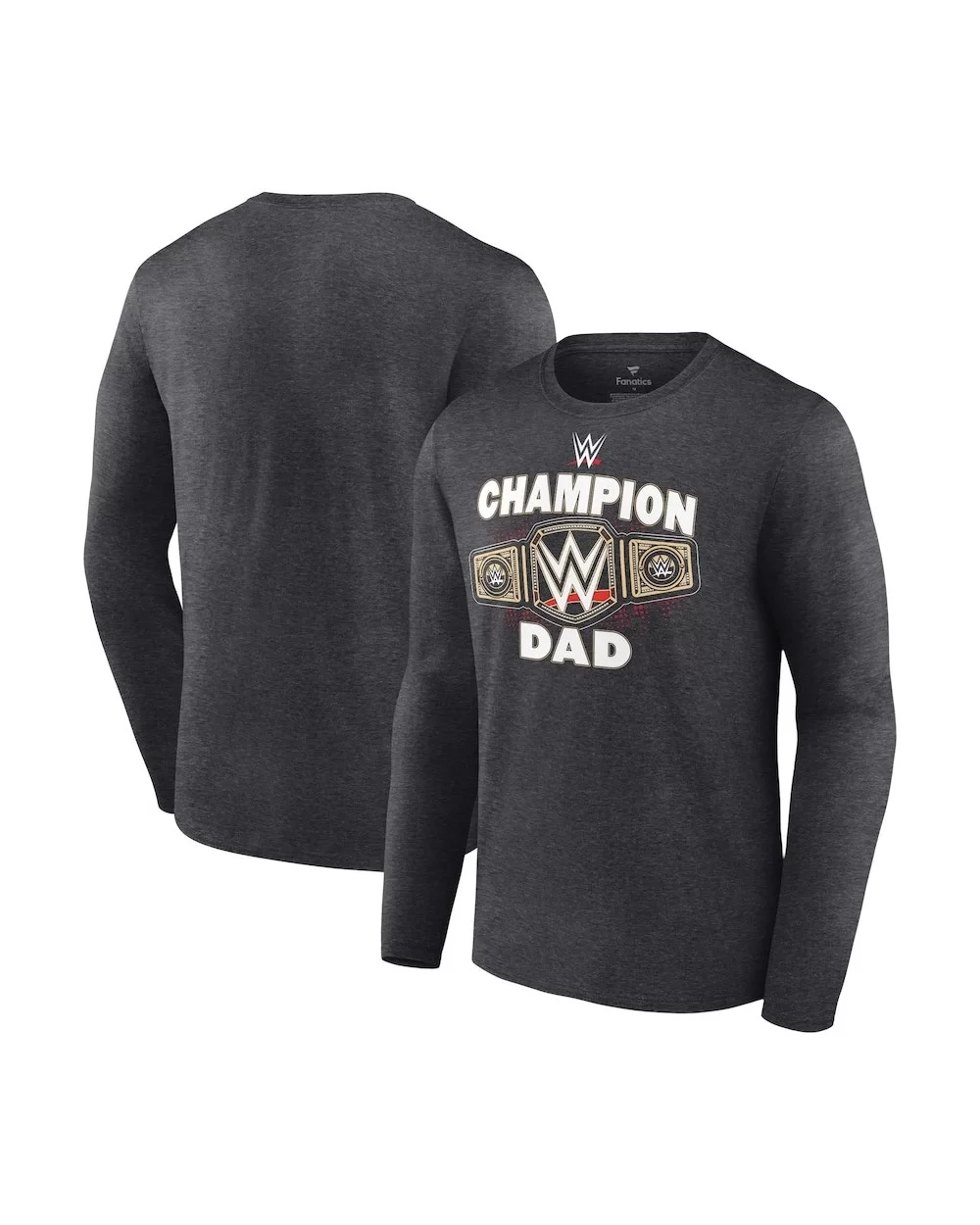 Men's Fanatics Branded Charcoal WWE Champion Dad Long Sleeve T-Shirt $9.52 T-Shirts