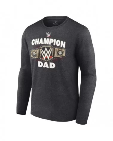 Men's Fanatics Branded Charcoal WWE Champion Dad Long Sleeve T-Shirt $9.52 T-Shirts