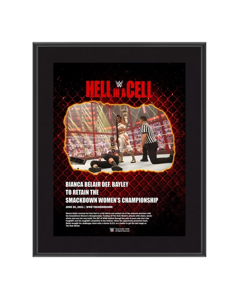 Bianca Belair Framed 10.5" x 13" 2021 Hell In A Cell Sublimated Plaque $10.56 Home & Office