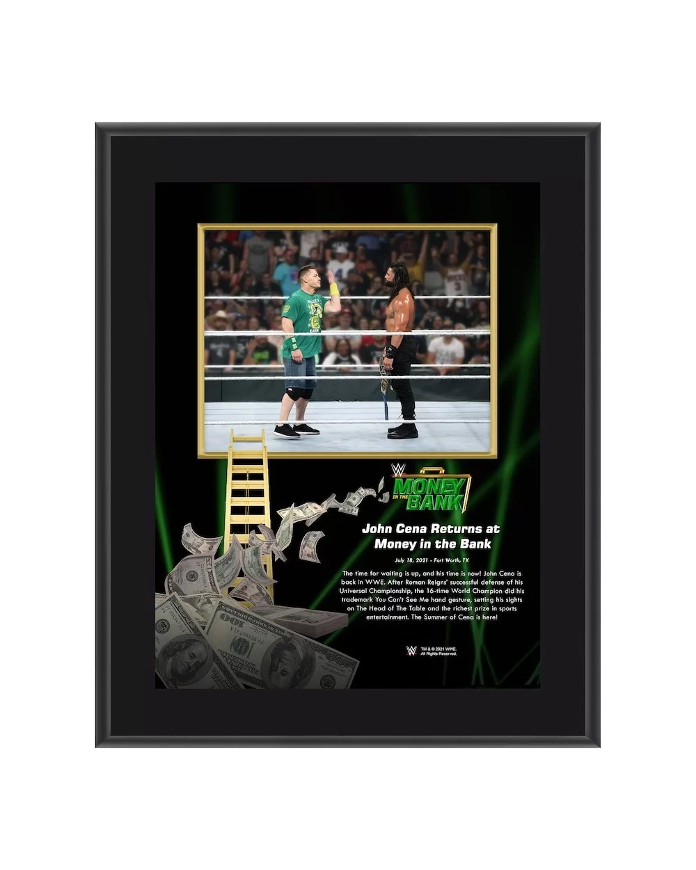 John Cena & Roman Reigns Framed 10.5" x 13" 2021 Money In The Bank Sublimated Plaque $9.12 Home & Office