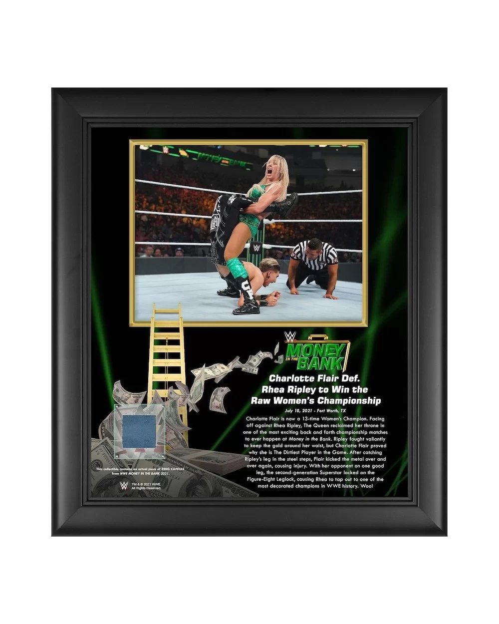 Charlotte Flair Framed 15" x 17" 2021 Money In The Bank Collage with a Piece of Match-Used Canvas $21.28 Collectibles