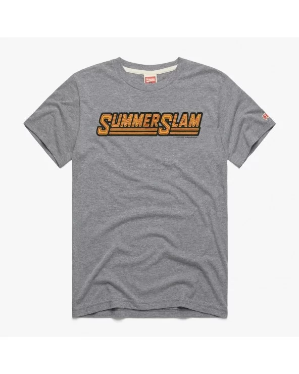 Men's Homage Heather Gray SummerSlam Retro Event Logo T-Shirt $9.52 T-Shirts