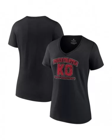 Women's Black Kevin Owens Prizefighter V-Neck T-Shirt $14.00 T-Shirts