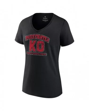 Women's Black Kevin Owens Prizefighter V-Neck T-Shirt $14.00 T-Shirts