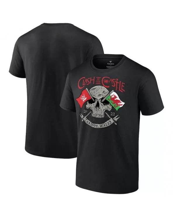 Men's Black WWE Clash at the Castle 2022 Skull T-Shirt $10.32 T-Shirts