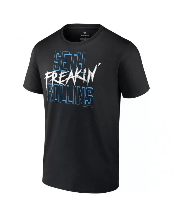 Men's Fanatics Branded Black Seth "Freakin" Rollins Blue Text T-Shirt $9.36 T-Shirts