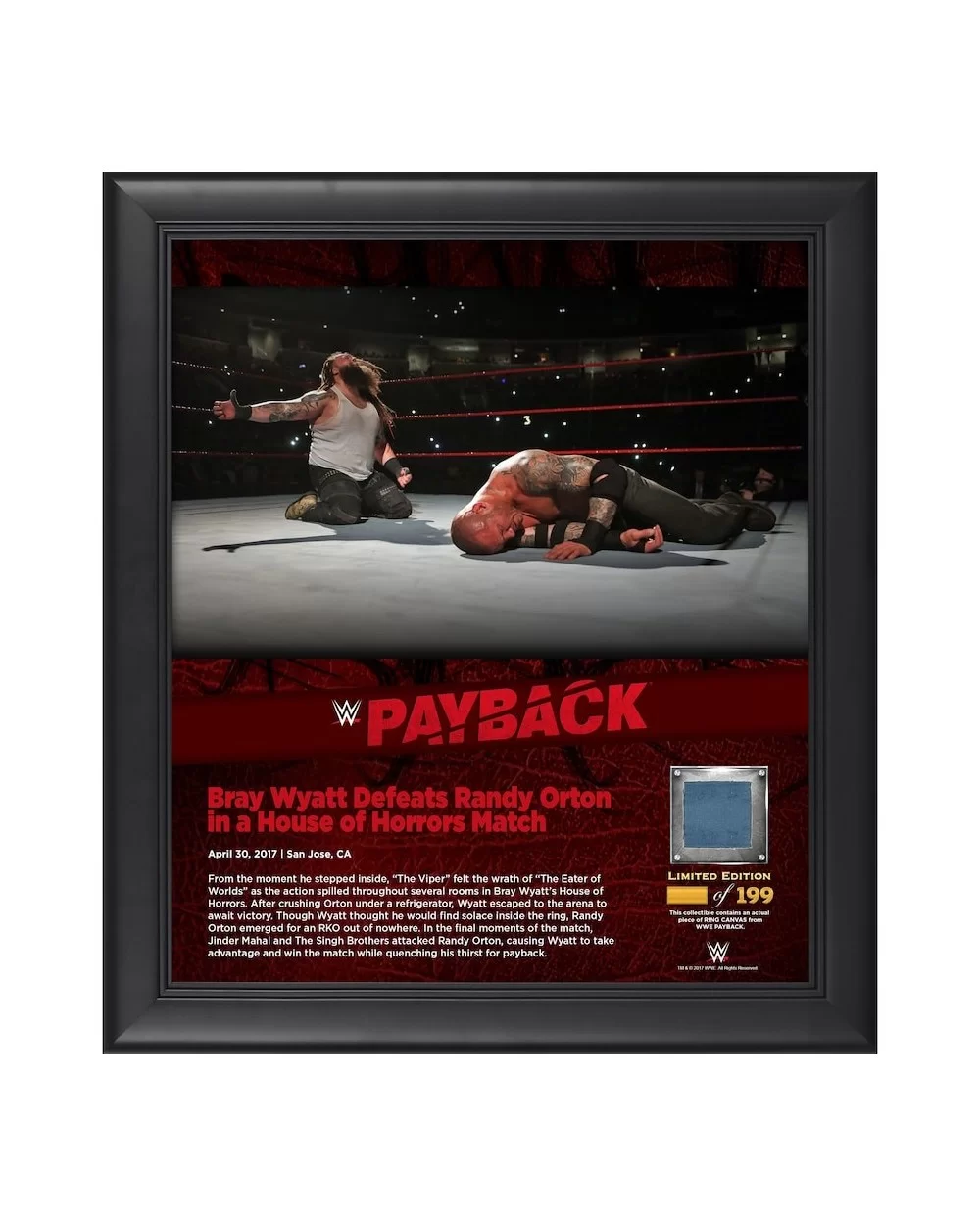 Bray Wyatt WWE 15" x 17" 2017 Payback Collage with a Piece of Match-Used Canvas - Limited Edition of 199 $22.96 Home & Office