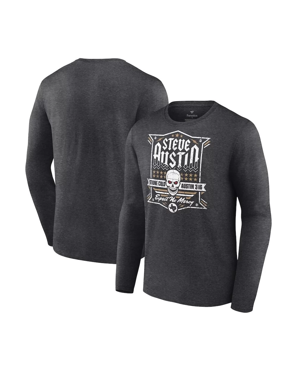 Men's Fanatics Branded Charcoal "Stone Cold" Steve Austin Expect No Mercy Long Sleeve T-Shirt $9.52 T-Shirts