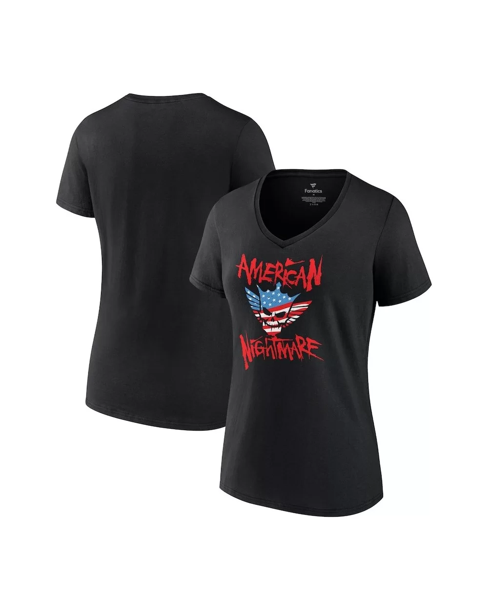 Women's Black Cody Rhodes American Nightmare Logo V-Neck T-Shirt $8.64 T-Shirts