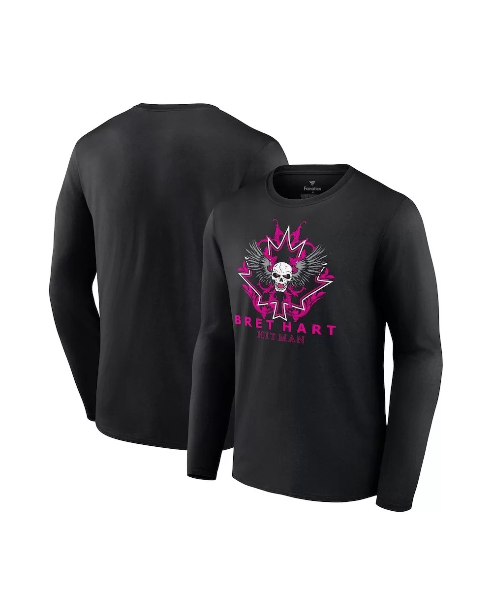 Men's Fanatics Branded Black Bret Hart Hitman Maple Leaf Long Sleeve T-Shirt $14.00 T-Shirts