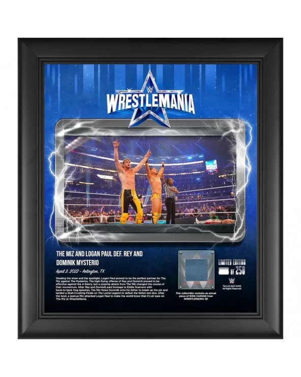 The Miz & Logan Paul World Wrestling Entertainment Framed 15" x 17" WrestleMania 38 Night 1 Core Frame with a Piece of Match-...