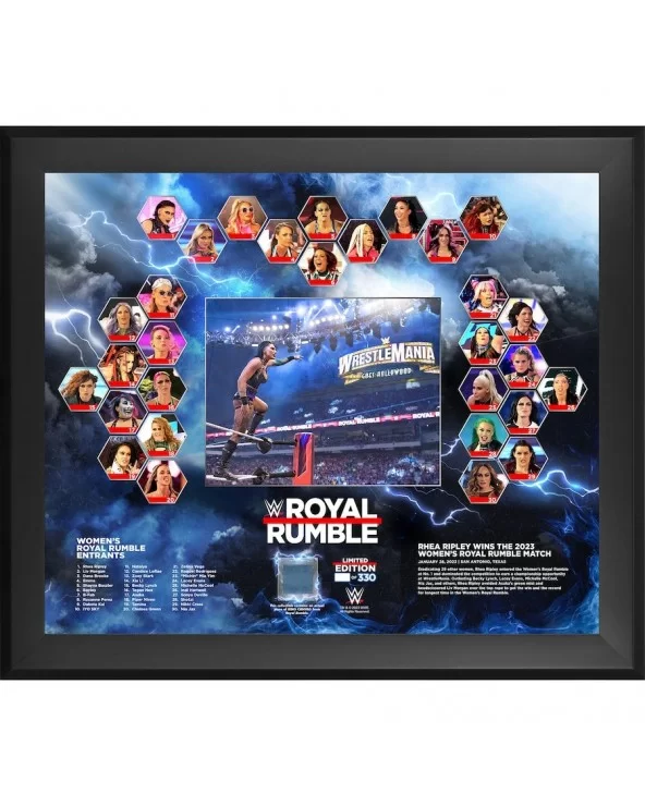 Rhea Ripley Framed 20" x 24" 2023 Royal Rumble Women's Match Collage with a Piece of Match-Used Canvas - Limited Edition of 3...
