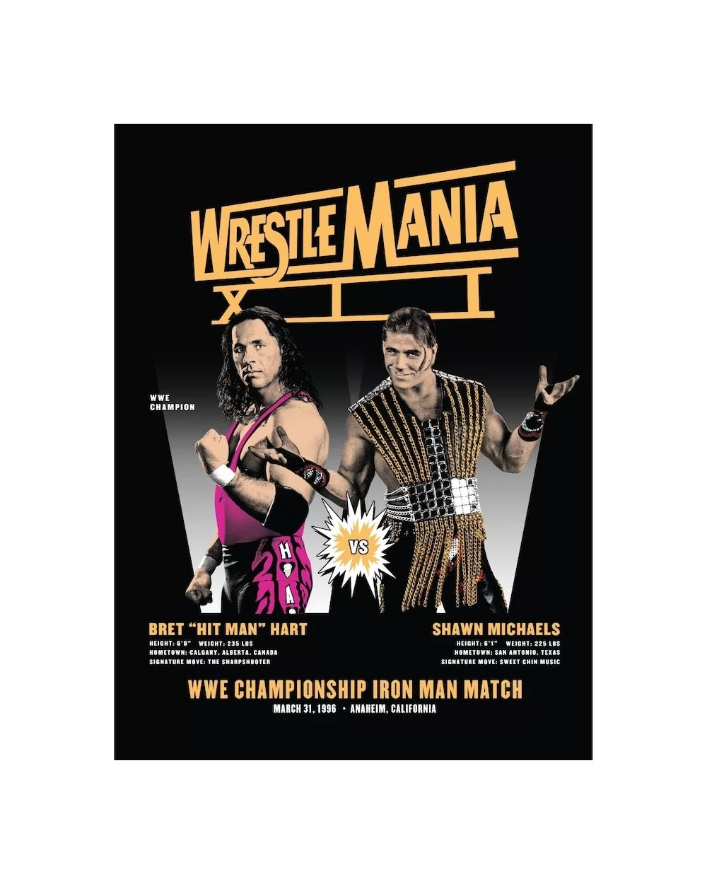 Fathead Bret "Hit Man" Hart vs. Shawn Michaels WrestleMania XII Removable Poster Decal $16.80 Home & Office