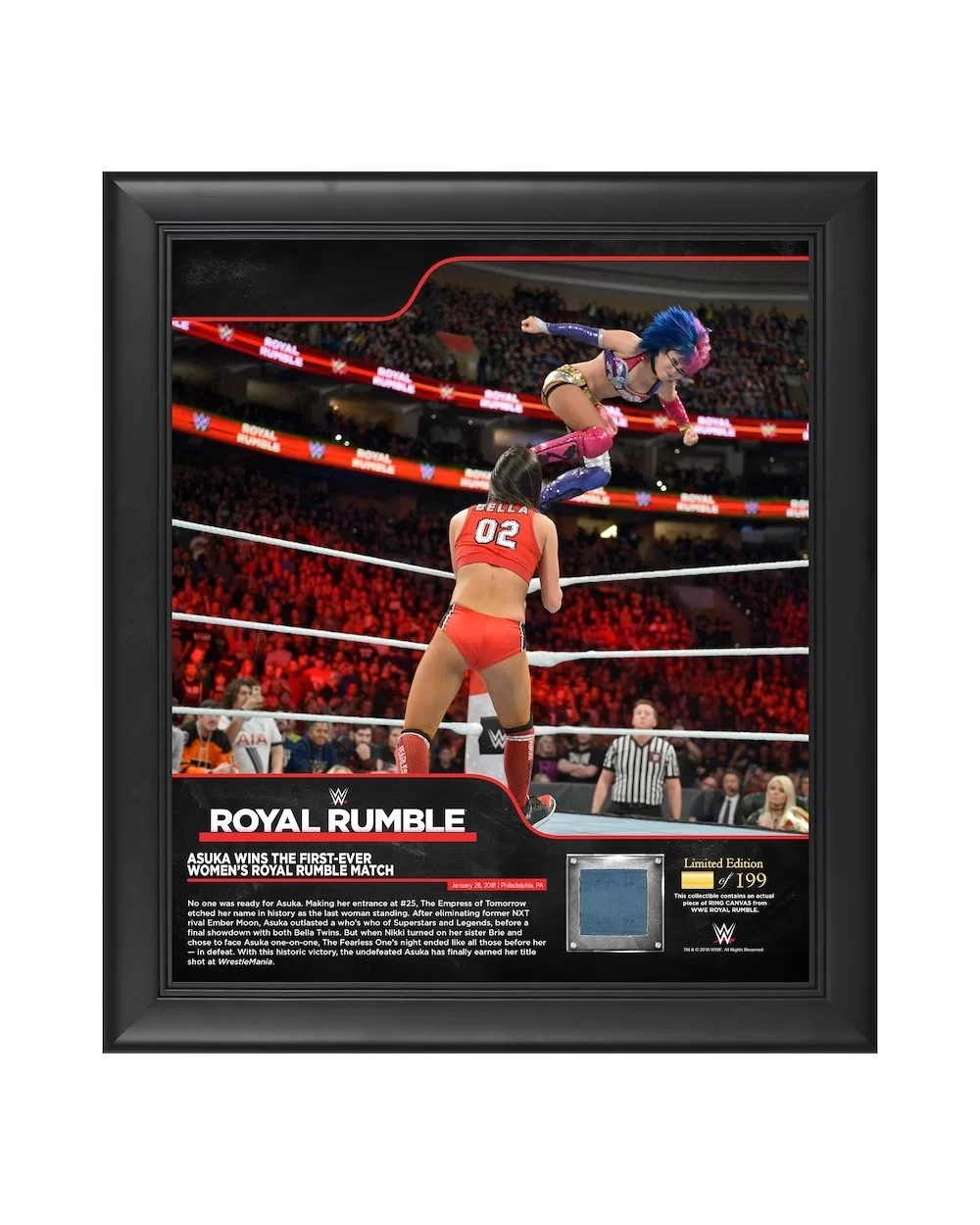 Asuka Framed 15" x 17" 2018 Royal Rumble Collage with a Piece of Match-Used Canvas - Limited Edition of 199 $27.44 Collectibles