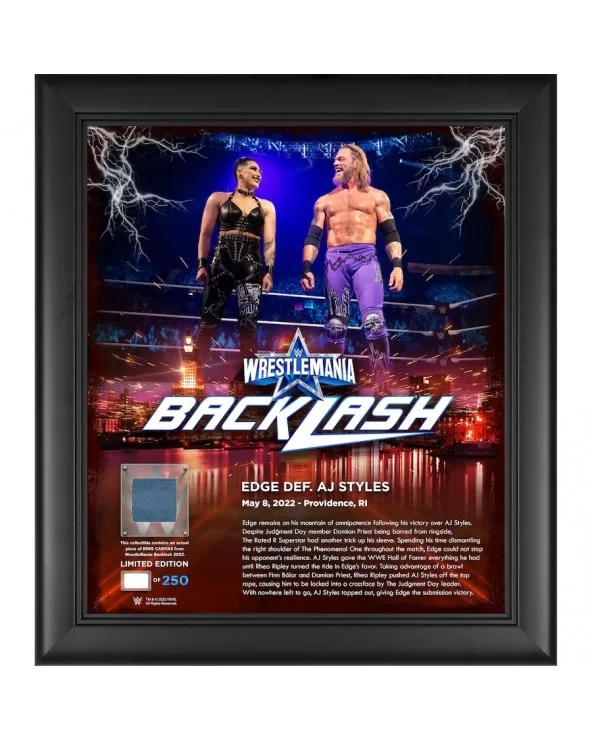Edge WWE Framed 15" x 17" 2022 WrestleMania Backlash Core Frame with a Piece of Match-Used Canvas - Limited Edition of 250 $2...