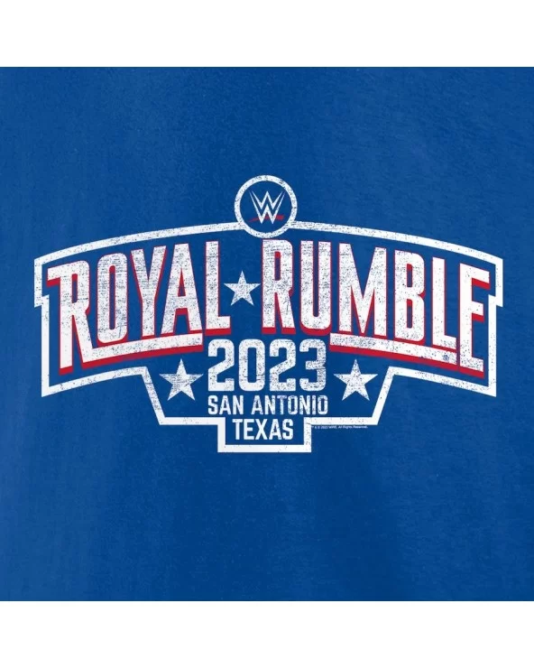 Men's Fanatics Branded Royal Royal Rumble 2023 San Antonio Logo Long Sleeve T-Shirt $12.88 T-Shirts