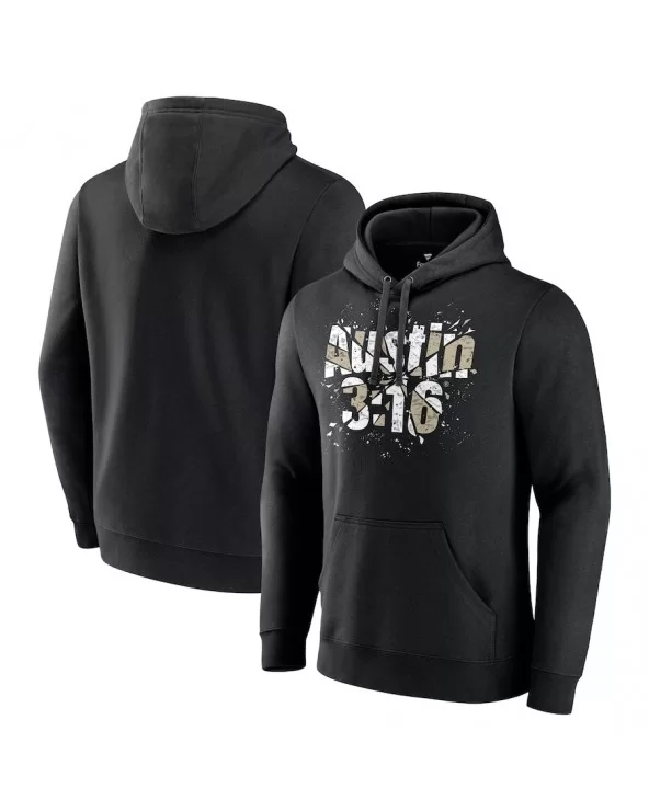 Men's Fanatics Branded Black "Stone Cold" Steve Austin 3:16 Shattered Pullover Hoodie $13.60 Apparel