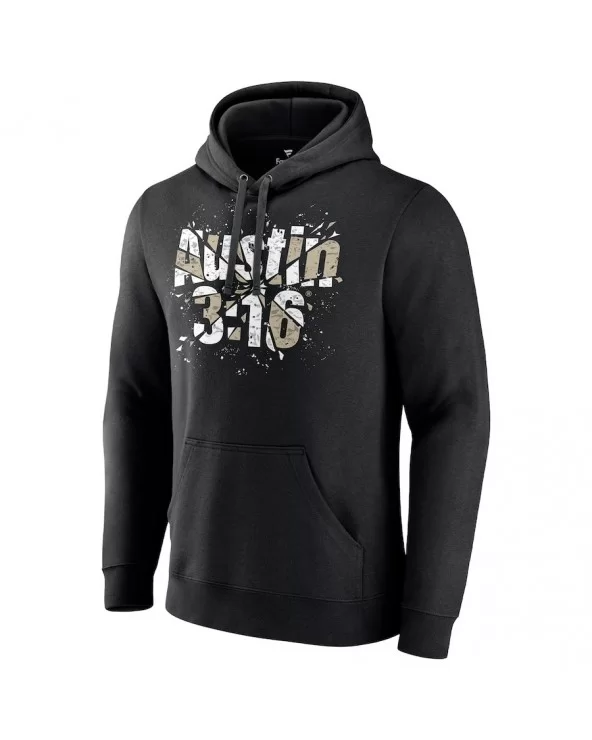 Men's Fanatics Branded Black "Stone Cold" Steve Austin 3:16 Shattered Pullover Hoodie $13.60 Apparel