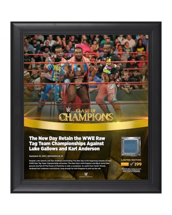 The New Day Framed 15" x 17" 2016 Clash of Champions Collage with a Piece of Match-Used Canvas - Limited Edition of 199 $25.7...