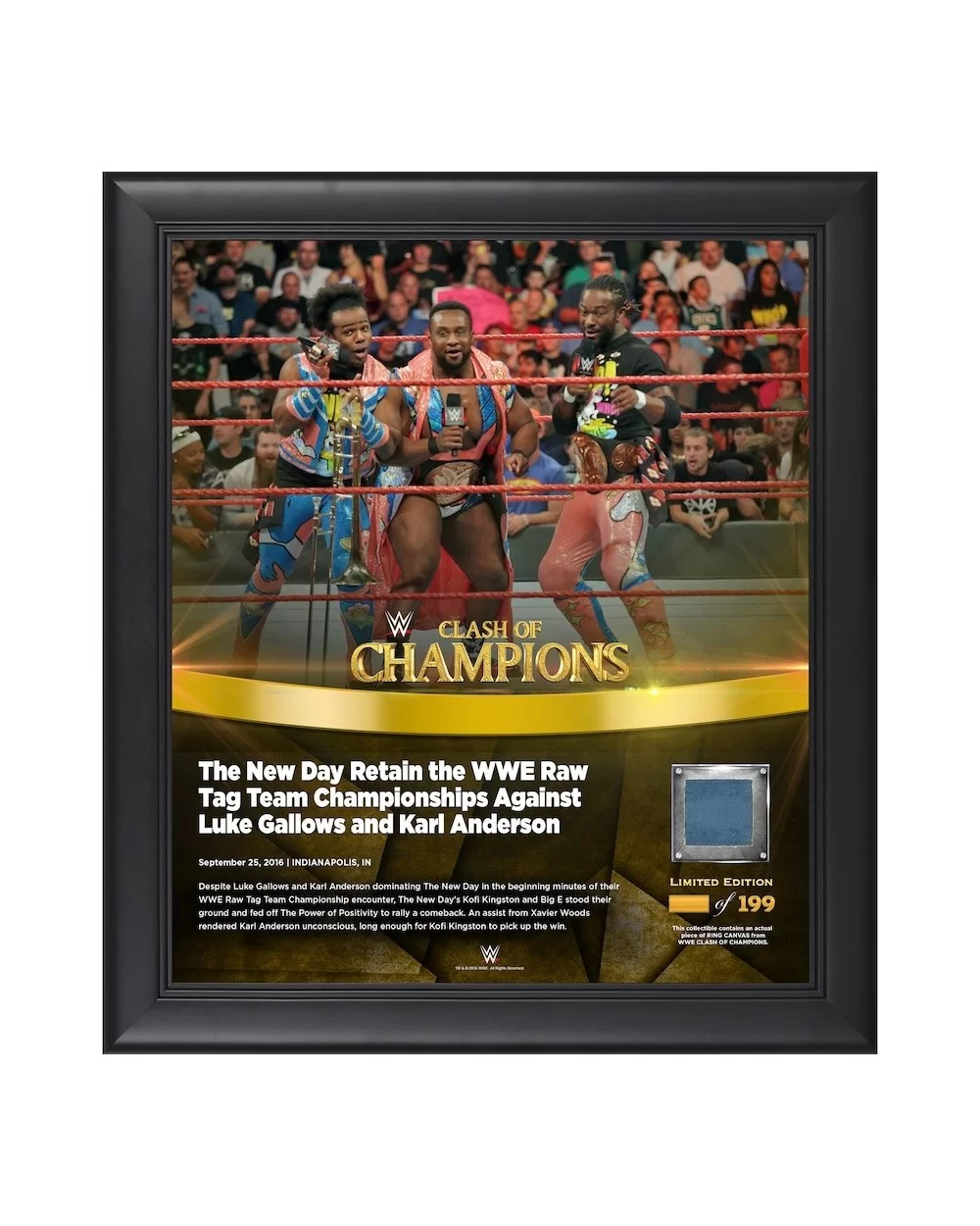 The New Day Framed 15" x 17" 2016 Clash of Champions Collage with a Piece of Match-Used Canvas - Limited Edition of 199 $25.7...