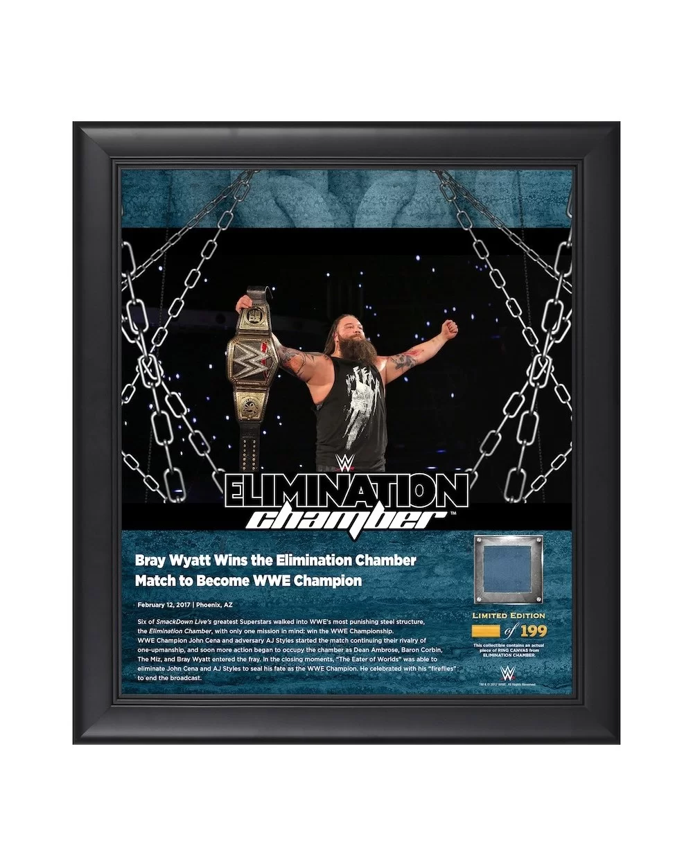 Bray Wyatt Framed 15" x 17" 2017 Elimination Chamber Collage with a Piece of Match-Used Canvas - Limited Edition of 199 $17.3...