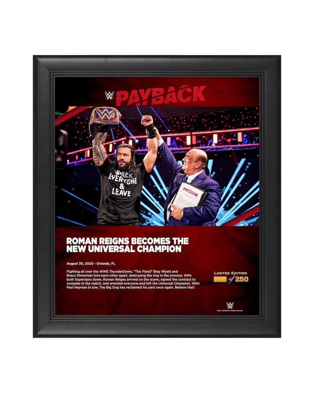 Roman Reigns WWE Framed 15" x 17" 2020 Payback Collage - Limited Edition of 250 $24.08 Collectibles