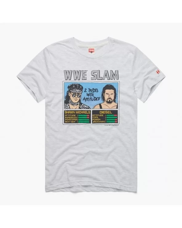 Men's Homage Ash Shawn Michaels & Diesel WWE Slam Tri-Blend T-Shirt $5.63 T-Shirts