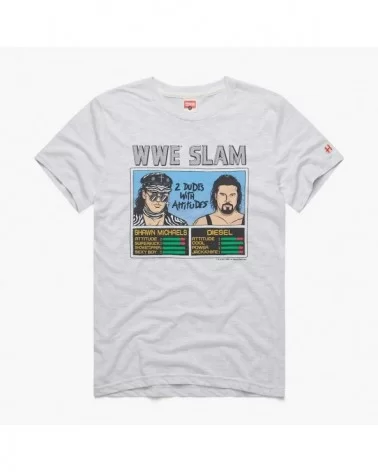 Men's Homage Ash Shawn Michaels & Diesel WWE Slam Tri-Blend T-Shirt $5.63 T-Shirts