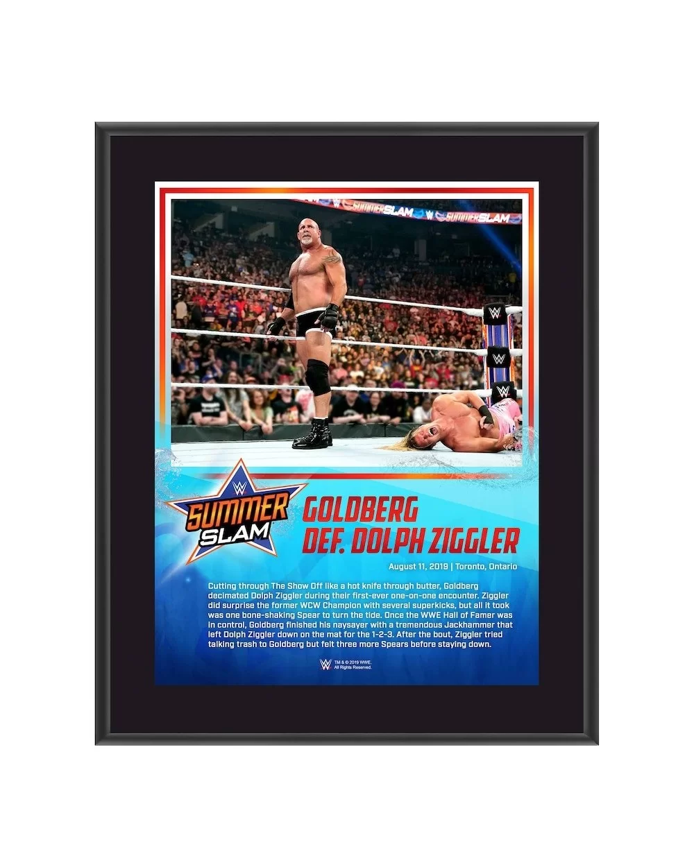 Goldberg Framed 10.5" x 13" 2019 SummerSlam Sublimated Plaque $11.04 Home & Office