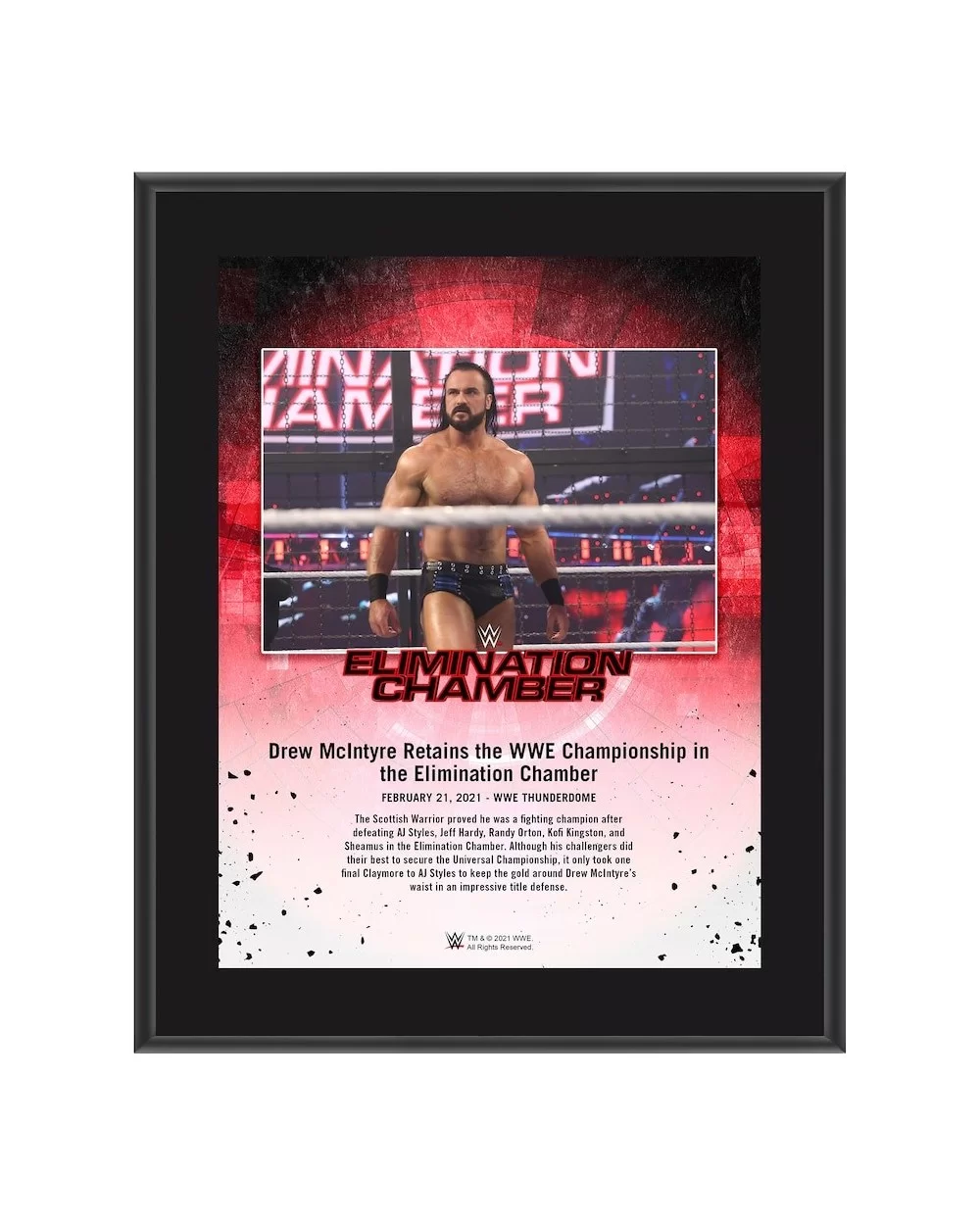 Drew McIntyre WWE Framed 10.5" x 13" 2021 Elimination Chamber Sublimated Collage $10.80 Home & Office