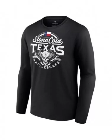 Men's Fanatics Branded Black "Stone Cold" Steve Austin Texas Rattlesnake Long Sleeve T-Shirt $10.64 T-Shirts