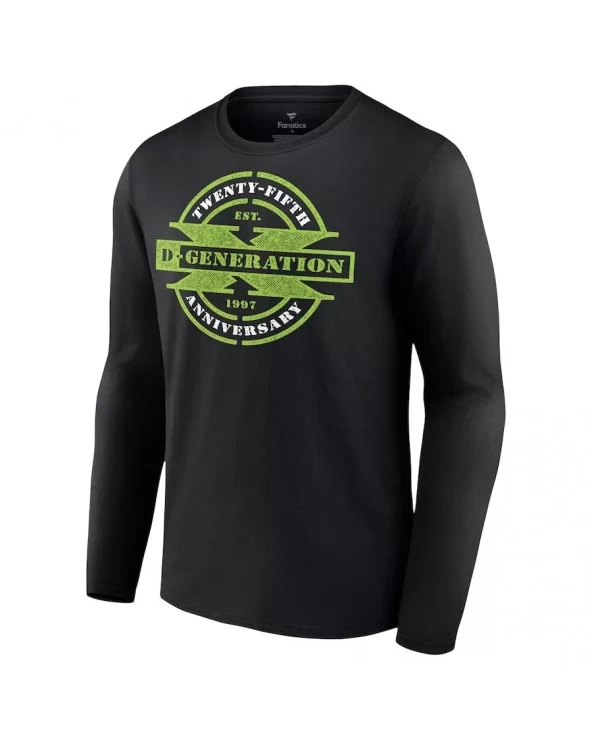 Men's Fanatics Branded Black D-Generation X 25 Years Logo Long Sleeve T-Shirt $11.48 T-Shirts