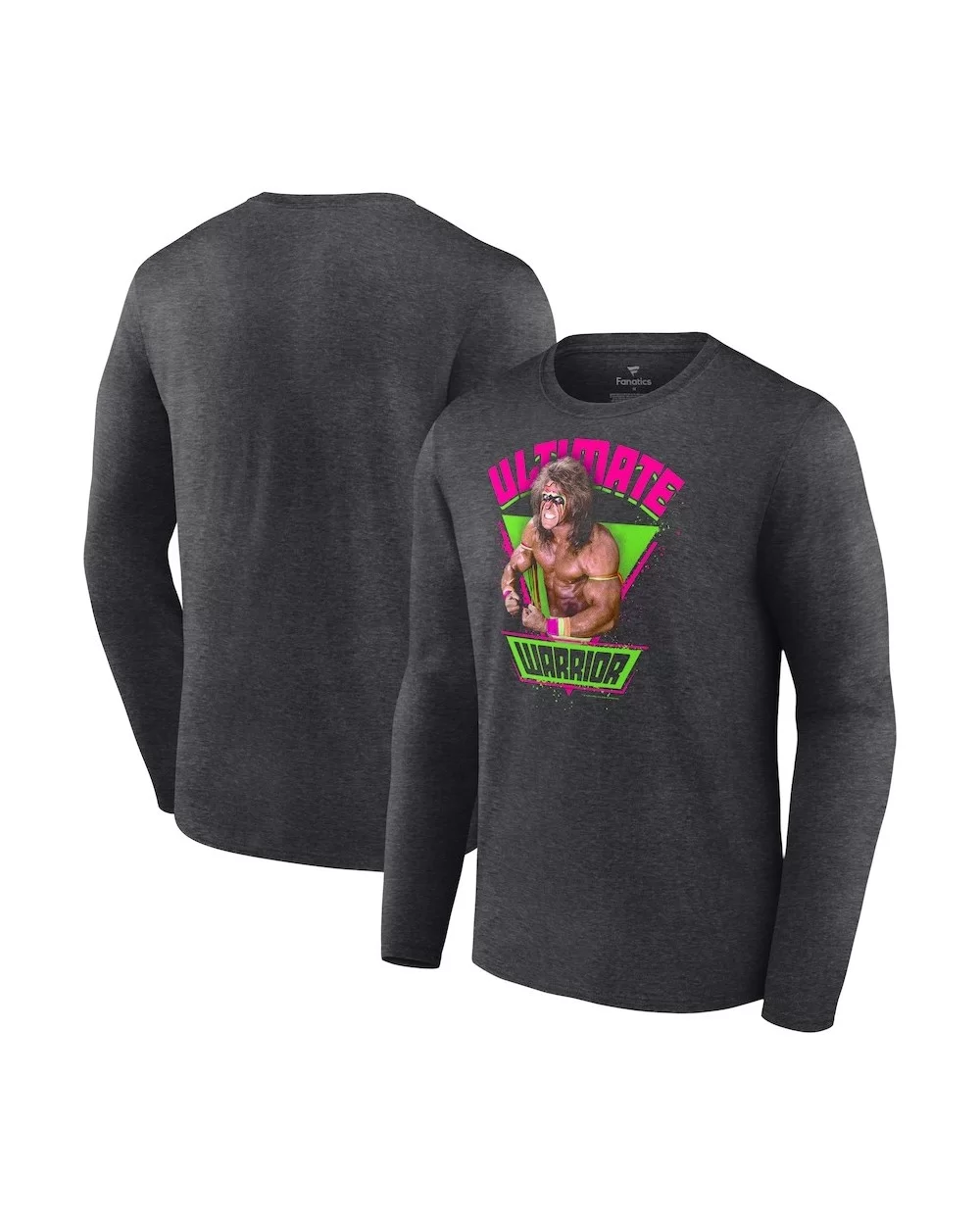 Men's Fanatics Branded Charcoal The Ultimate Warrior Legends Graphic Long Sleeve T-Shirt $11.48 T-Shirts