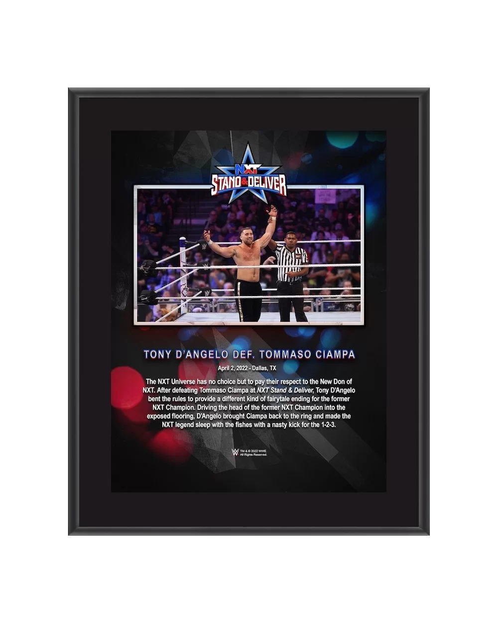 Tony D'Angelo 10.5" x 13" 2022 Stand & Deliver Sublimated Plaque $11.76 Collectibles