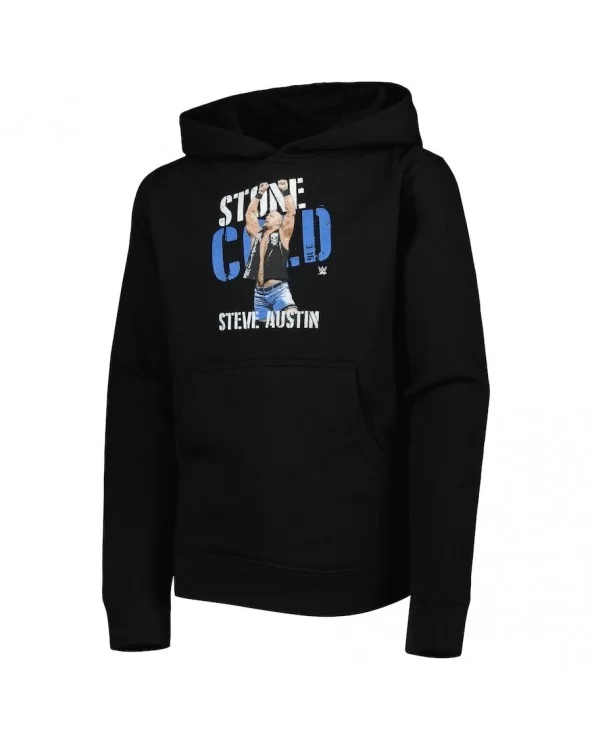 Youth Black "Stone Cold" Steve Austin Pullover Hoodie $16.92 Apparel