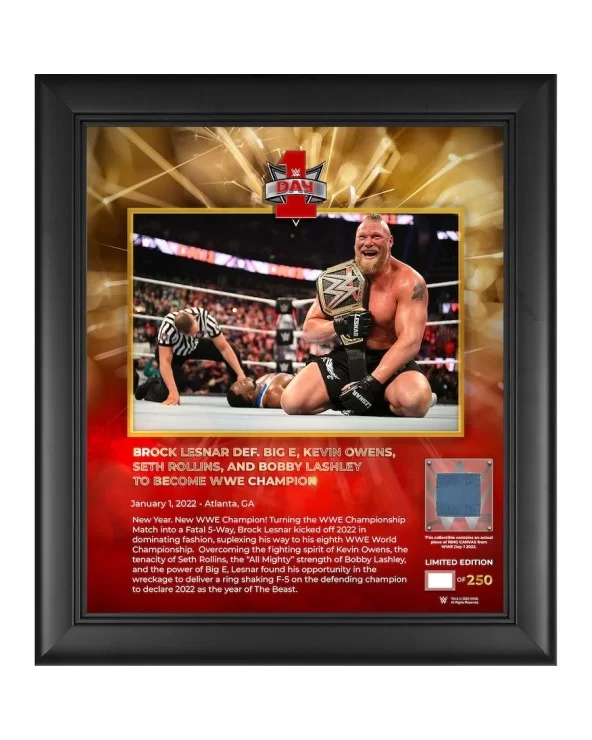 Brock Lesnar Framed 15" x 17" 2022 Day 1 Collage with a Piece of Match-Used Canvas - Limited Edition of 250 $28.00 Collectibles