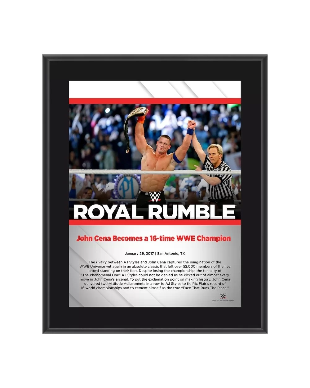 John Cena 10.5" x 13" 2017 Royal Rumble Sublimated Plaque $9.36 Home & Office