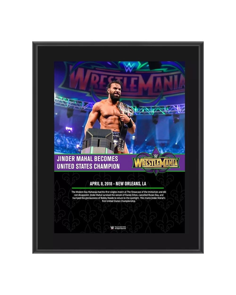 Jinder Mahal 10.5" x 13" WrestleMania 34 Sublimated Plaque $7.44 Home & Office